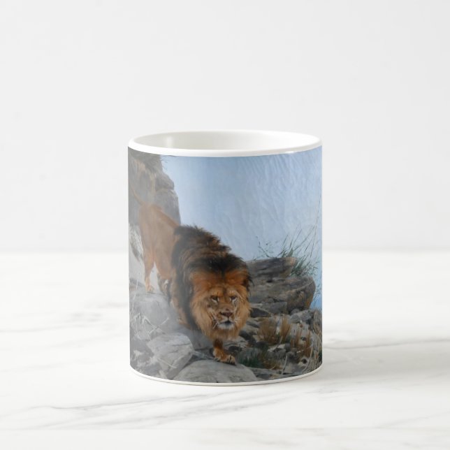 Lion in the Mountains (by Richard Friese) Coffee Mug (Center)