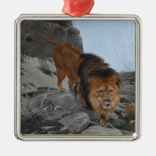 Lion in the Mountains by Richard Friese Metal Ornament