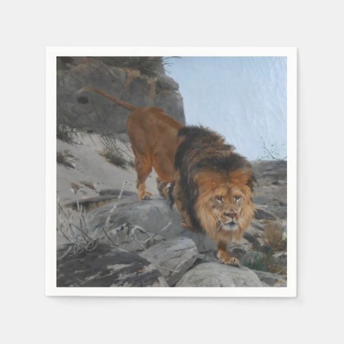 Lion in the Mountains by Richard Friese Napkins