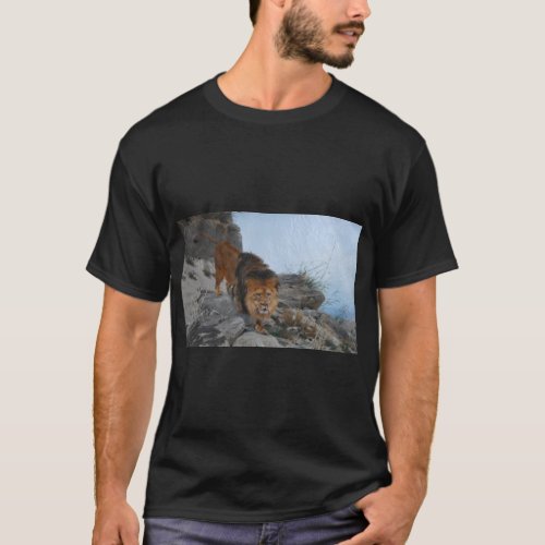 Lion in the Mountains by Richard Friese T_Shirt