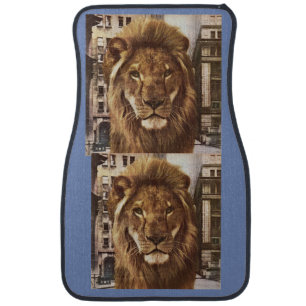 lion in town car floor mat