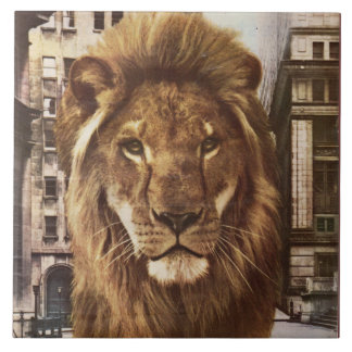 lion in town ceramic tile