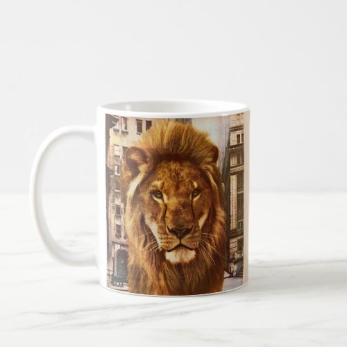lion in town coffee mug