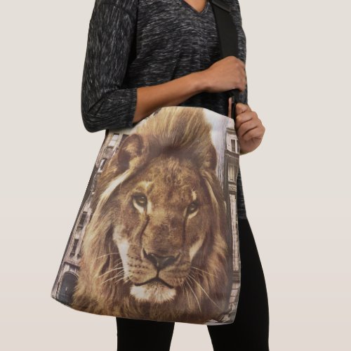 lion in town crossbody bag