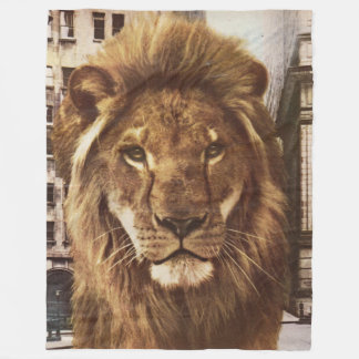 lion in town fleece blanket
