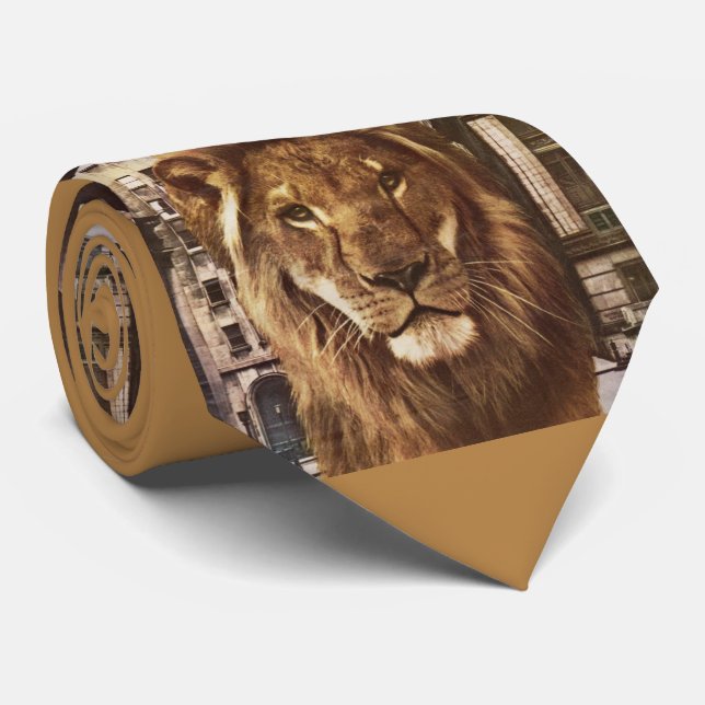 lion in town neck tie (Rolled)