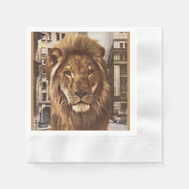 lion in town paper napkins (Front)