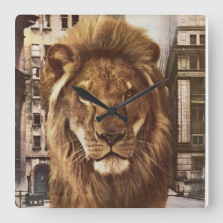 lion in town square wall clock