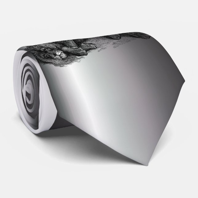 Lion in Vector Mode Neck Tie (Rolled)