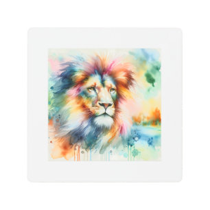 Lion in watercolor 260924AREF128 - Watercolor Metal Print