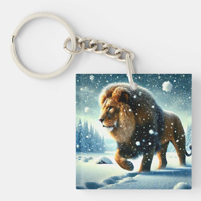 Lion in Winter Keychain (Front)