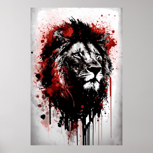 Lion Ink Painting Poster