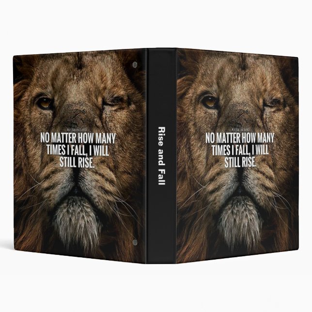 Lion Inspiration - Fall and Rise - Motivational 3 Ring Binder (Background)