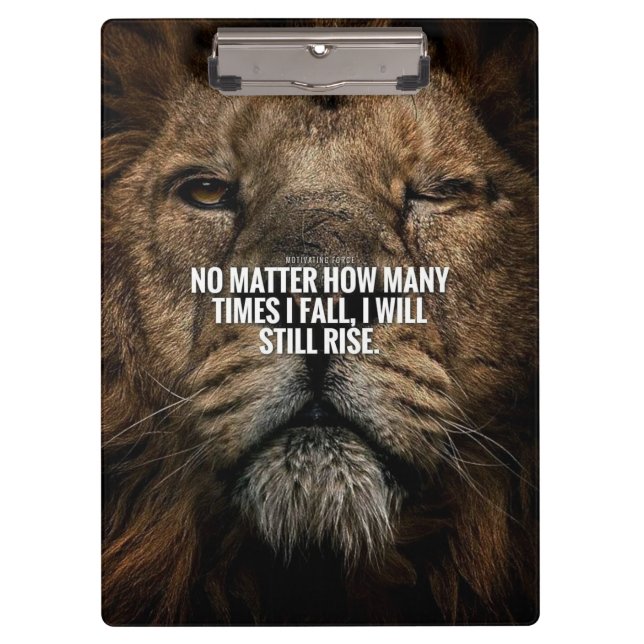 Lion Inspiration - Fall and Rise - Motivational Clipboard (Front)