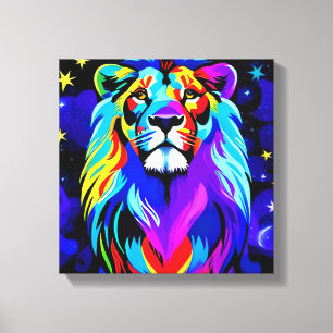 Lion - Inspirational Colorful Pop Art Poster Canvas Print