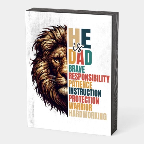 Lion‑Inspired Fatherhood Tribute Wooden Box Sign