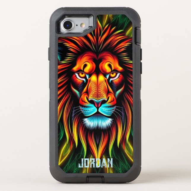 Lion iPhone Otterbox Case| Neon Animal Phone Case  (Back)