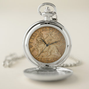 Lion Judah Haile Selassie I Jah Rastafari HIM  Pocket Watch