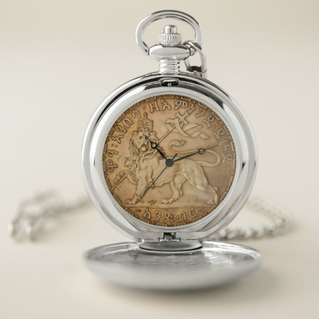 Lion Judah Haile Selassie I Jah Rastafari HIM  Pocket Watch (Inside)