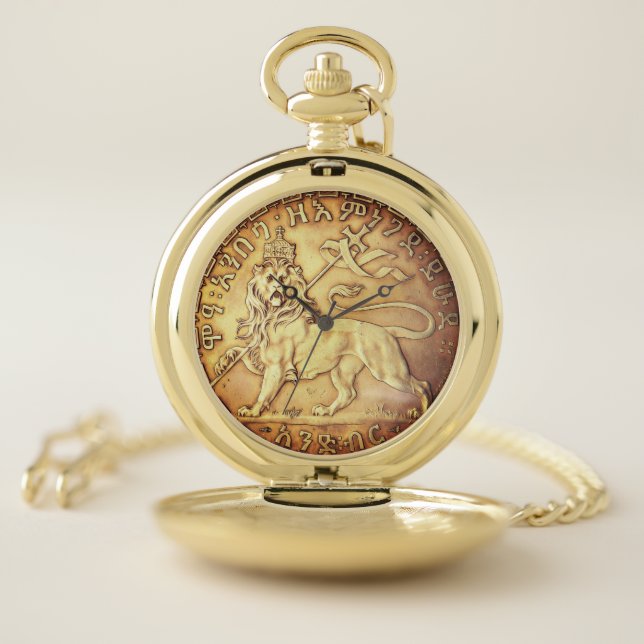 Lion Judah Haile Selassie I Jah Rastafari HIM  Pocket Watch (Inside)