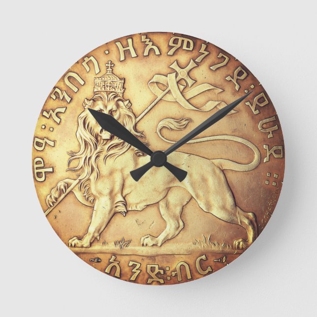 Lion Judah Haile Selassie I Jah Rastafari HIM  Round Clock (Front)