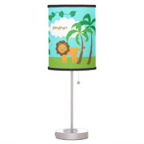 Lion Jungle and Palms Trees Nursery Table Lamp