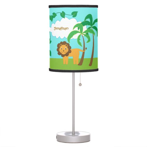 Lion Jungle and Palms Trees Nursery Table Lamp