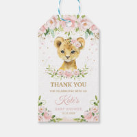 Lion Jungle Animals Blush Floral Girl Baby Shower Gift Tags