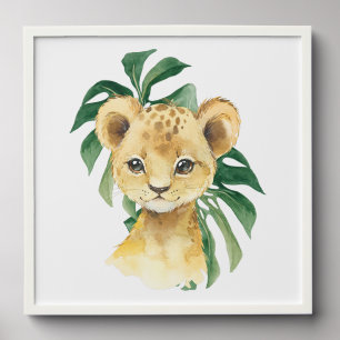 Lion, Jungle Animals, Safari Animals, Palm Leaves Peel And Stick Photo Tile