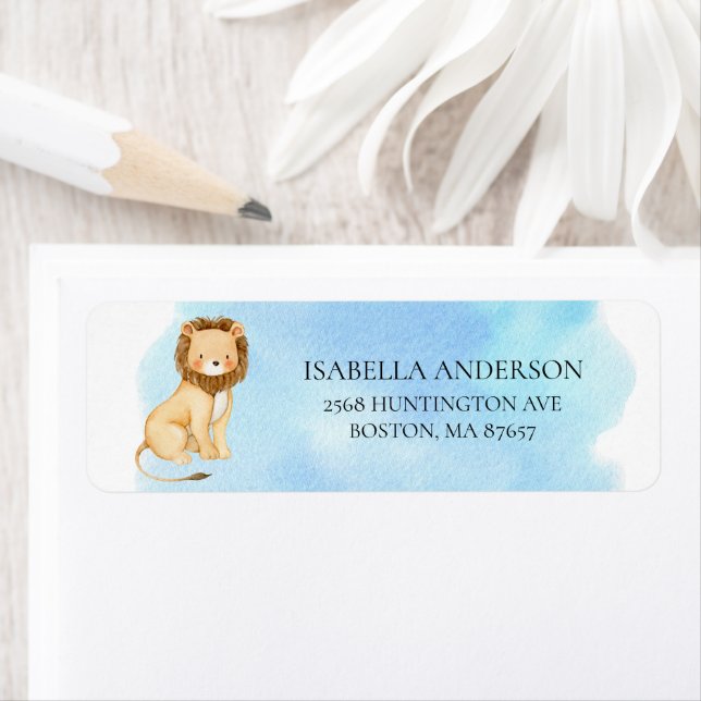 Lion Jungle Baby Shower Address Label (Insitu)