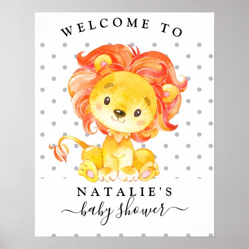Lion Jungle Boy Baby Shower Welcome Sign