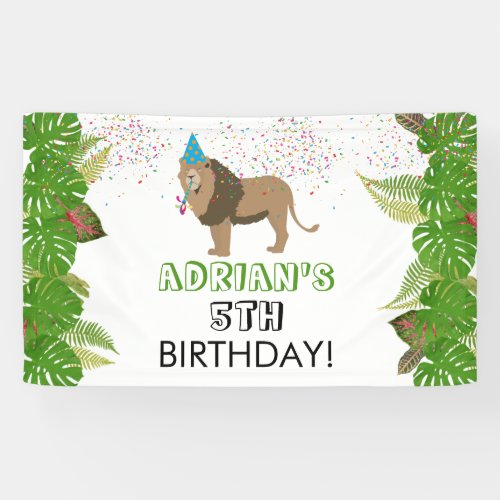 Lion Jungle Partying Animals Birthday Party Custom Banner