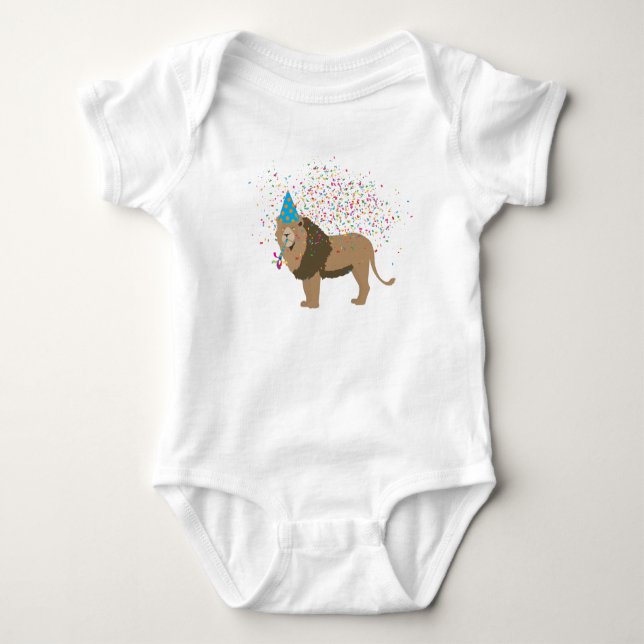 Lion Jungle Partying Animals Having a Party  Baby Bodysuit (Front)