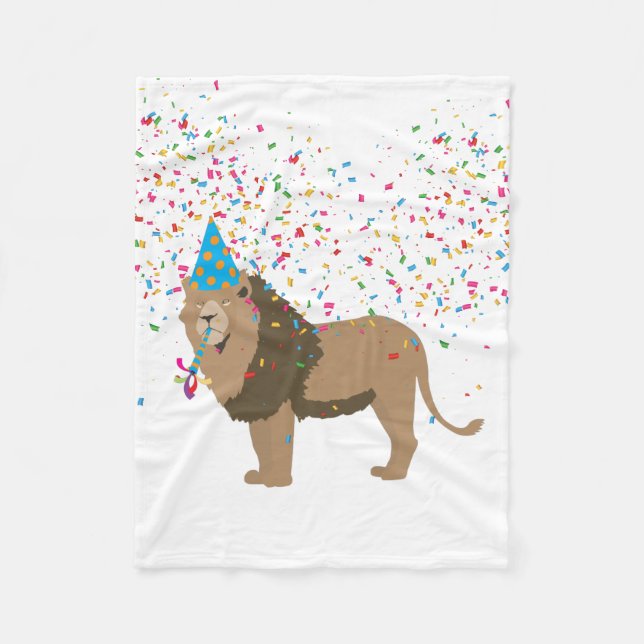 Lion Jungle Partying Animals Having a Party  Fleece Blanket (Front)