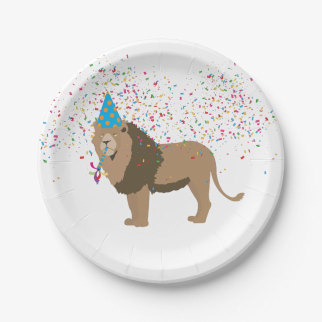 Lion Jungle Partying Animals Having a Party  Paper Plates (Front)