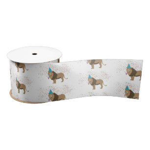 Lion Jungle Partying Animals Having a Party    Satin Ribbon