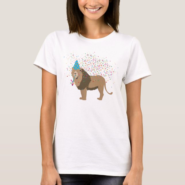 Lion Jungle Partying Animals Having a Party T-Shirt (Front)
