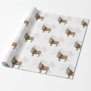 Lion Jungle Partying Animals Having a Party Wrapping Paper