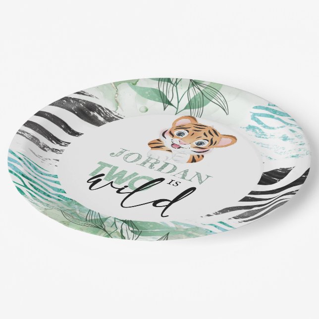 Lion Jungle Personalized 2nd Birthday Paper Plates (Angled)