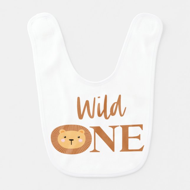 Lion Jungle Safari Animal Wild One 1st Birthday Baby Bib (Front)