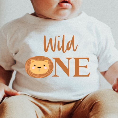 Lion Jungle Safari Animal Wild One 1st Birthday Baby T_Shirt