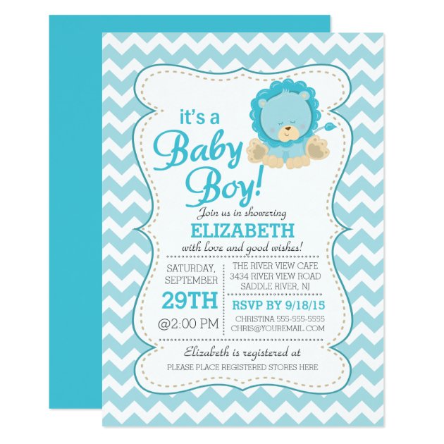 Lion Jungle Safari Baby Shower Invitation