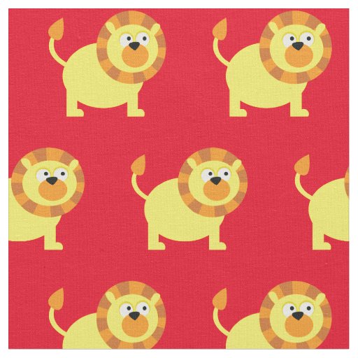 Lion Kid Baby Nursery Red Big Cat Fabric