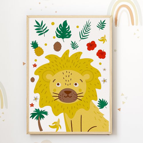 Lion Kids Poster Safari Animal Nursery Print