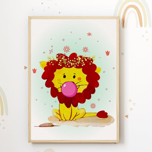 Lion Kids Room Poster Animal Nursery Print
