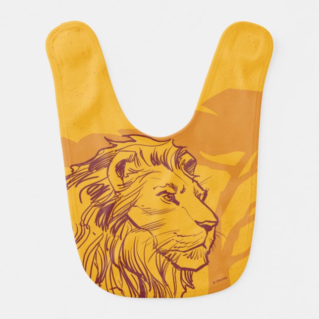 Lion King | Adult Simba Profile Sketch Baby Bib (Front)
