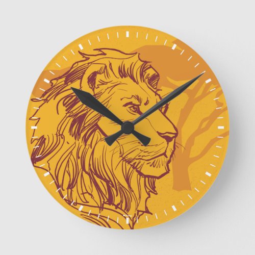 Lion King  Adult Simba Profile Sketch Round Clock