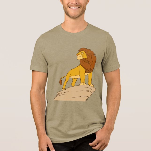 Lion King adult Simba standing proud on rock cliff Tri-Blend Shirt (Front)