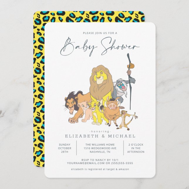 Lion King Baby Shower Invitation (Front/Back)
