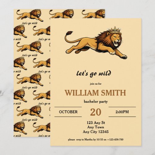 Lion King Bachelor Party Invitation